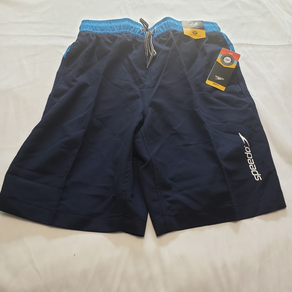 Speedo Dark Blue Swim Trunks with Light Blue Waistband
